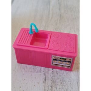 Pink sink oven stove doll accessory toy figure